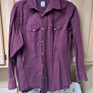 Wrangler Maroon Snap-Front Shirt